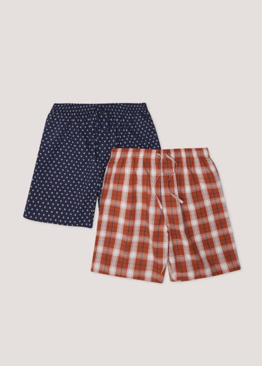 2 Pack Geo & Check Woven Pyjama Shorts