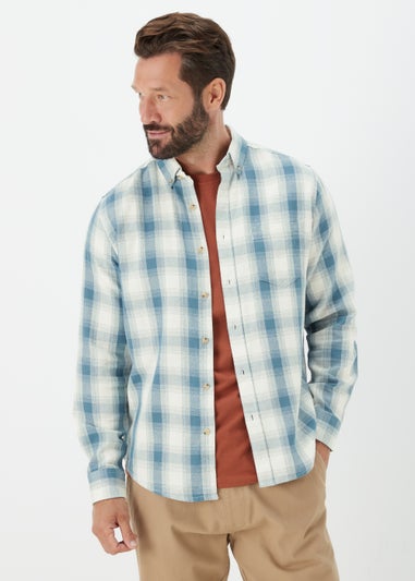 Blue Check Print Long Sleeve Shirt - Matalan