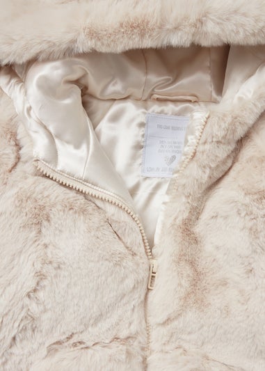 Girls cream faux outlet fur coat