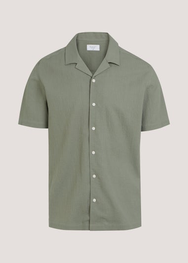 Khaki Seersucker Short Sleeve Shirt