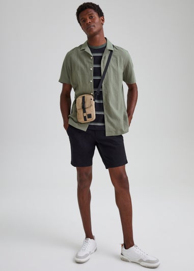 Khaki Seersucker Short Sleeve Shirt