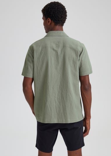 Khaki Seersucker Short Sleeve Shirt