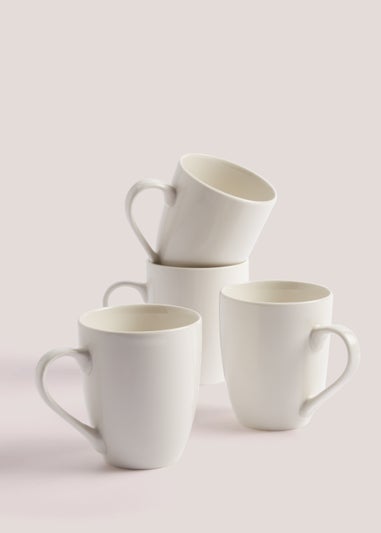 4 Pack White Mugs (10cm x 8cm)