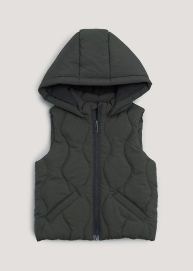 Boys Charcoal Hooded Padded Gilet (9mths-6yrs)