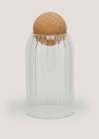 Medium Round Cork Ribbed Jar