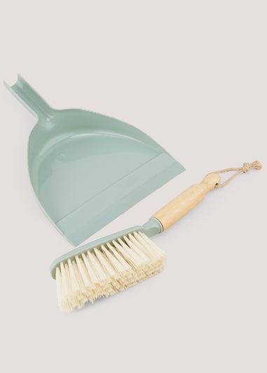 Green Plastic Dustpan & Brush Set (31cm x 21.5cm x 6cm)