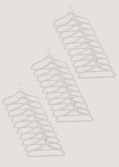 30 Pack Grey Flocked Hangers