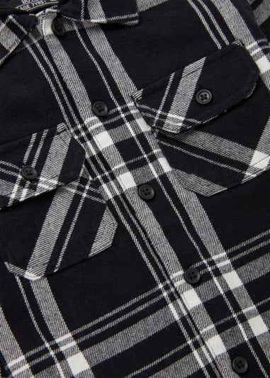 Boys Black Hooded Check Shirt (4-13yrs)