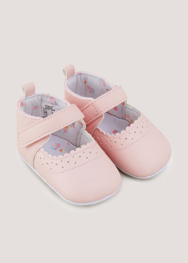 Pink Scallop Mary Jane Soft Sole Baby Shoes (Newborn-18mths)