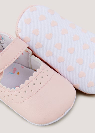 Pink Scallop Mary Jane Soft Sole Baby Shoes (Newborn-18mths)