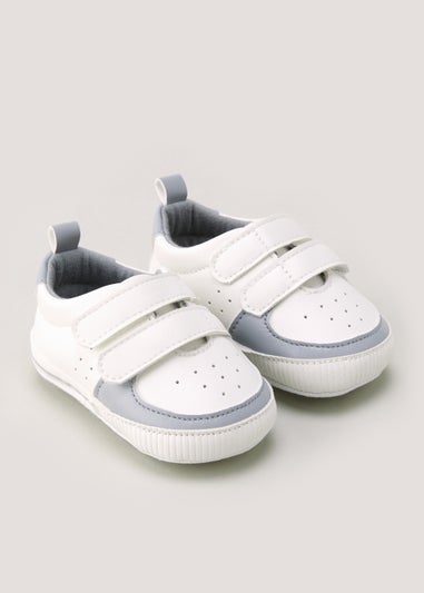 White Double Strap Soft Sole Baby Trainers (Newborn-18mths)