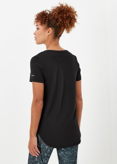 Souluxe Black Longline Sports T-Shirt