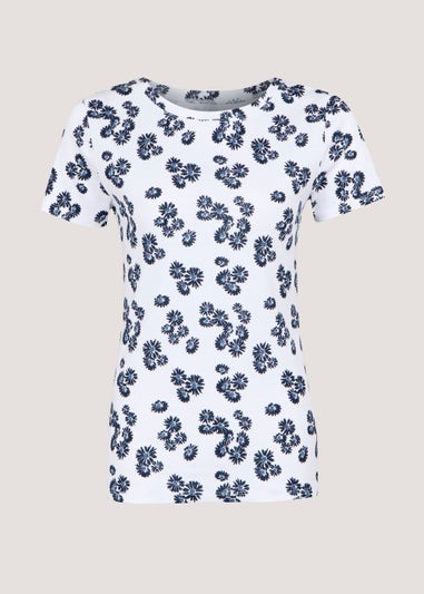 White Floral Print T-Shirt