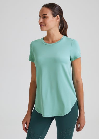 Souluxe Light Teal Longline Sports T-Shirt
