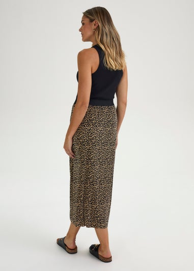 Papaya Petite Black Spot Print Plisse Midi Skirt