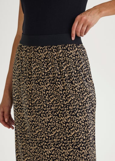 Papaya Petite Black Spot Print Plisse Midi Skirt