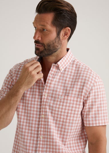 Lincoln Peach Gingham Short Sleeve Shirt