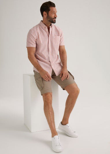 Lincoln Peach Gingham Short Sleeve Shirt