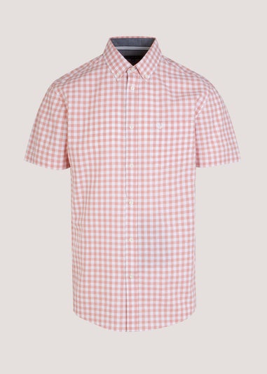 Lincoln Peach Gingham Short Sleeve Shirt