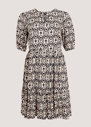 Cream Icon Print Mini Dress