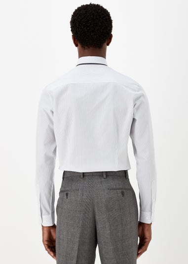 Taylor & Wright White & Grey Stripe Slim Fit Shirt & Tie