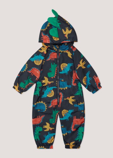 Boys Navy Dinosaur Print Water-Resistant Puddle Suit (9mths-6yrs)