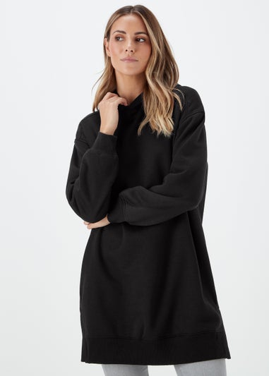 Black Essential Longline Hoodie