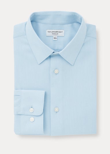Taylor & Wright Blue Textured Regular Fit Shirt