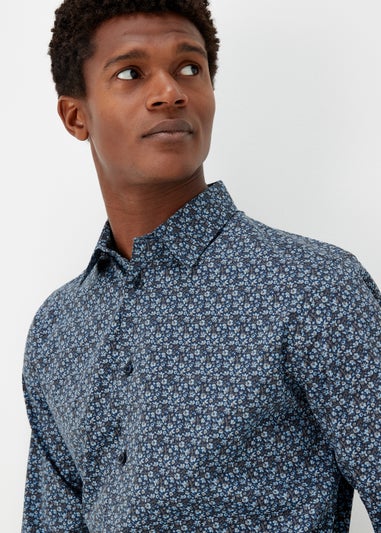 Taylor & Wright Navy Floral Print Regular Fit Shirt