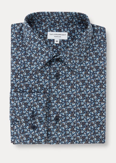 Taylor & Wright Navy Floral Print Regular Fit Shirt