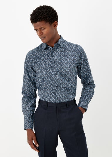 Taylor & Wright Navy Floral Print Regular Fit Shirt
