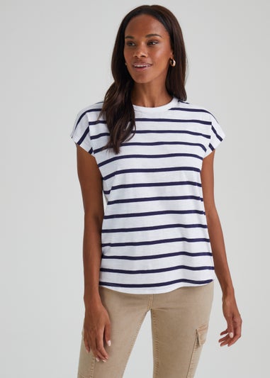 Navy Stripe Longline T-Shirt - Matalan