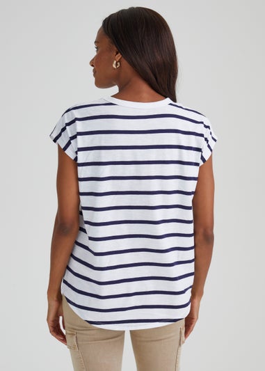 Navy Stripe Longline T-Shirt