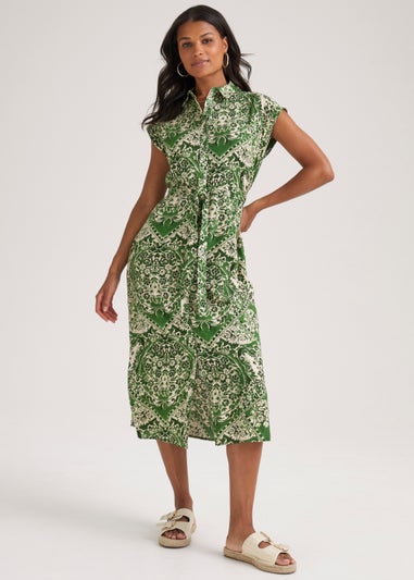 Papaya Petite Green Midi Shirt Dress