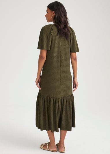 Papaya Petite Khaki Crinkle Midi Dress