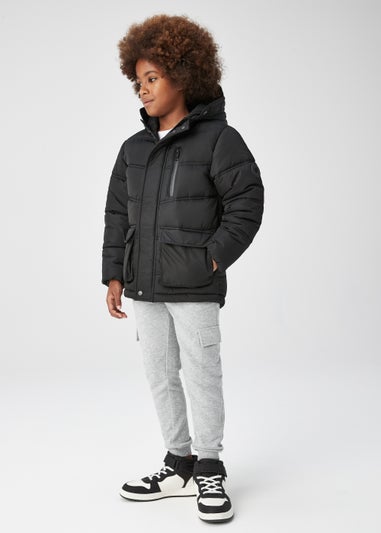 Kids Black Parka Coat (4-13yrs)