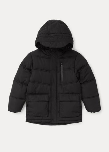 Kids Black Parka Coat (4-13yrs)