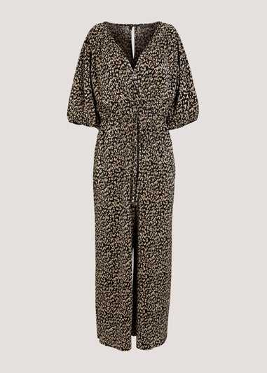 Papaya Petite Black Spot Plisse Jumpsuit