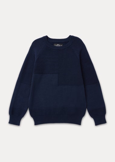 Boys Navy Ribbed Crewneck Jumper (4-13yrs)