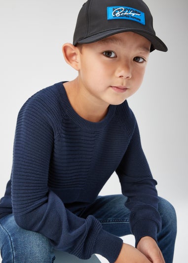 Boys Navy Ribbed Crewneck Jumper (4-13yrs)