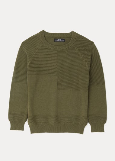 Boys Khaki Ribbed Crewneck Jumper (4-13yrs)