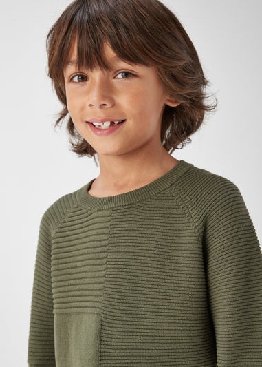 Boys Khaki Ribbed Crewneck Jumper (4-13yrs)