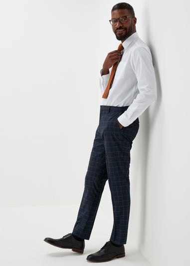 Taylor & Wright Navy Check Slim Fit Trousers