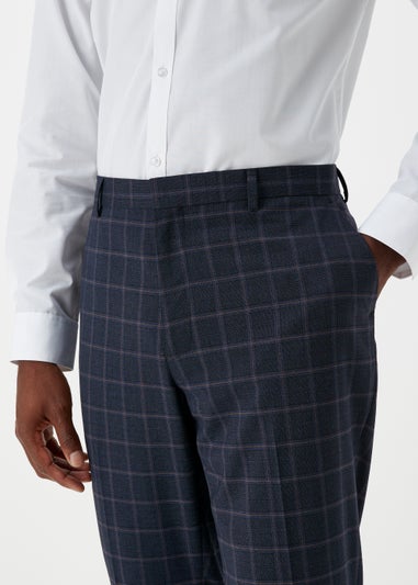 Taylor & Wright Navy Check Slim Fit Trousers