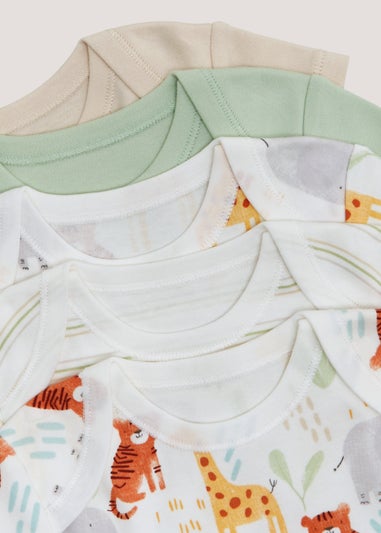 Baby 5 Pack Multicoloured Safari Print Bodysuits (Newborn-23mths)