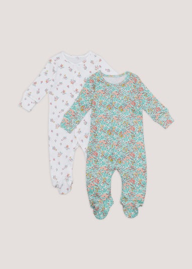 Baby 2 Pack Multicoloured Floral Sleepsuits (Newborn-23mths)