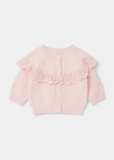Baby Pink Pointelle Collar Cardigan (Newborn-23mths)