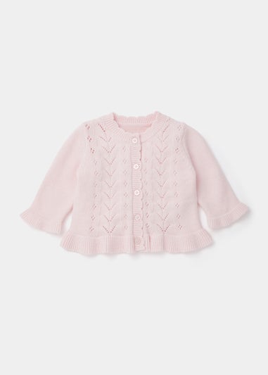 Baby Pink Crochet Knitted Cardigan (Newborn-23mths)