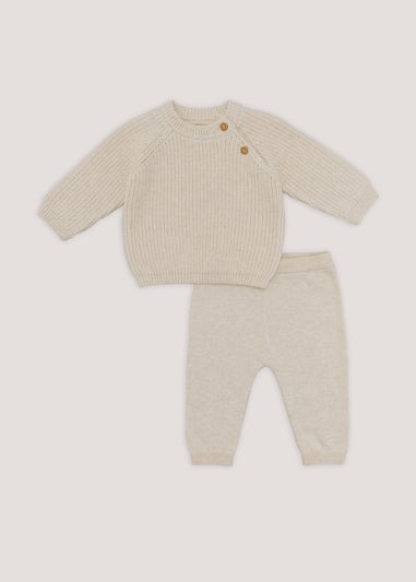 Baby Ecru Ribbed Sweatshirt & Jogger Set (Newborn-23mths)