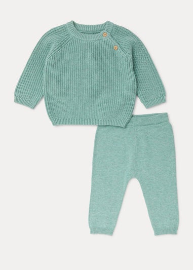 Baby Green Fisherman Ribbed Jumper & Trousers Set (Newborn-23mths)